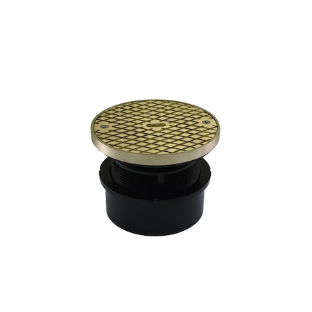 Jones Stephens 4in. ABS Hub Fit Base Cleanout with 3-1/2in. Plastic Spud and 5in. Nickel Bronze Cover with Ring C59207